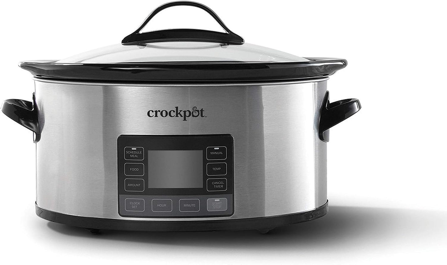 Crock-Pot MyTime Technology 6 Quart Programmable Slow Cooker and Food Warmer with Digital Timer, Stainless Steel (2137020)