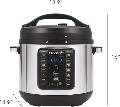 Crock-Pot 8-Quart Multi-Use XL Express Crock Programmable Slow Cooker and Pressure Cooker with Manual Pressure, Boil & Simmer, Stainless Steel