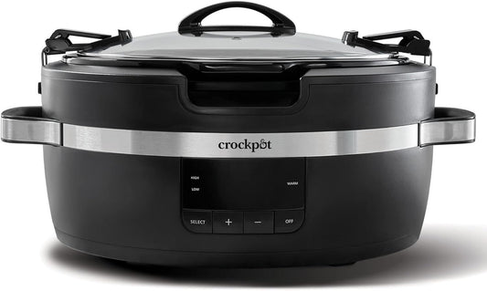 Crock-Pot Thermoshield Slow Cooker with Easy Carry Handles | 6 Quart Manual Slow Cooker, Black