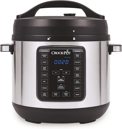 Crock-Pot 8-Quart Multi-Use XL Express Crock Programmable Slow Cooker and Pressure Cooker with Manual Pressure, Boil & Simmer, Stainless Steel