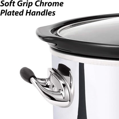 Crock-Pot 7 Quart Programmable Slow Cooker with Digital Timer, Food Warmer, Polished Platinum, Perfect for Everyday Meals and Entertaining