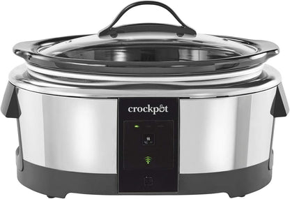 Crock-Pot 6 Quart Programmable Slow Cooker and Food Warmer Works with Alexa, Stainless Steel (2139005)