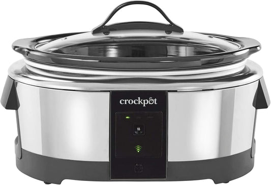 Crock-Pot 6 Quart Programmable Slow Cooker and Food Warmer Works with Alexa, Stainless Steel (2139005)