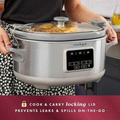 Crockpot Programmable 7-Quart Cook & Carry Slow Cooker with Sous Vide Stainless Steel