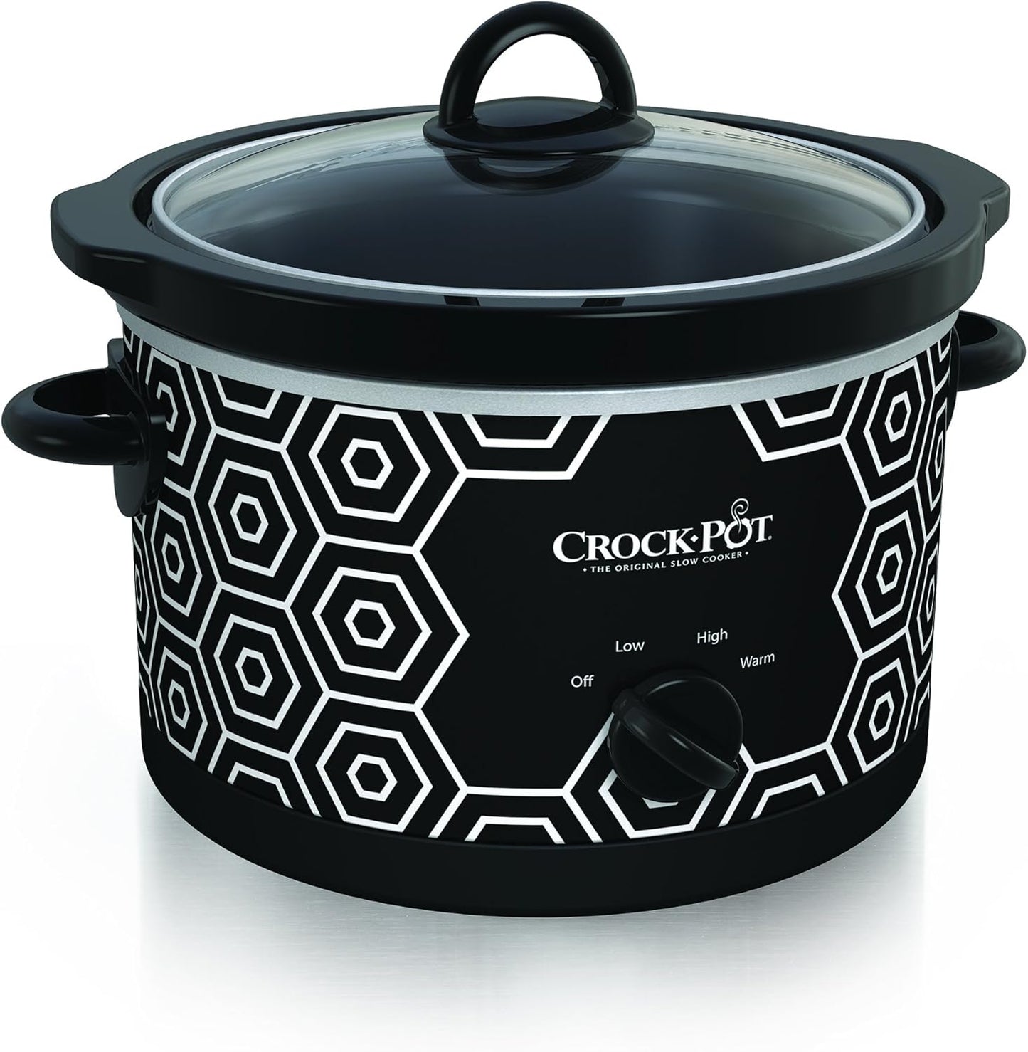 Crock-Pot 4.5 Quart Round Portable Slow Cooker and Food Warmer, Black & White Pattern (SCR450-HX)